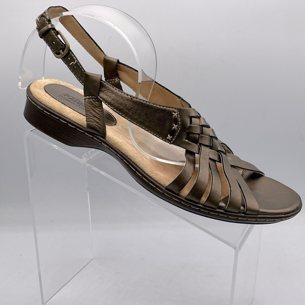 Softspots Womens Size 9.5 Leather Bronze Slingback Strappy Sandals